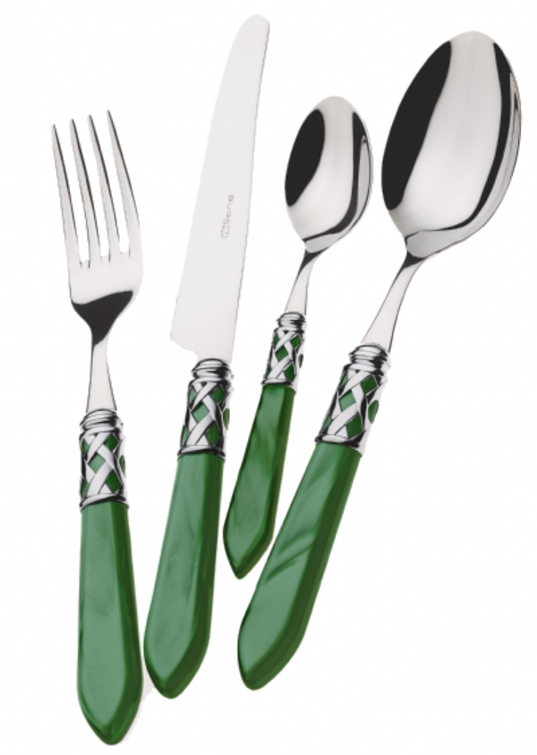 Rangement argenterie: Support Vert foncé pour 12 couteaux de table ou à  dessert.